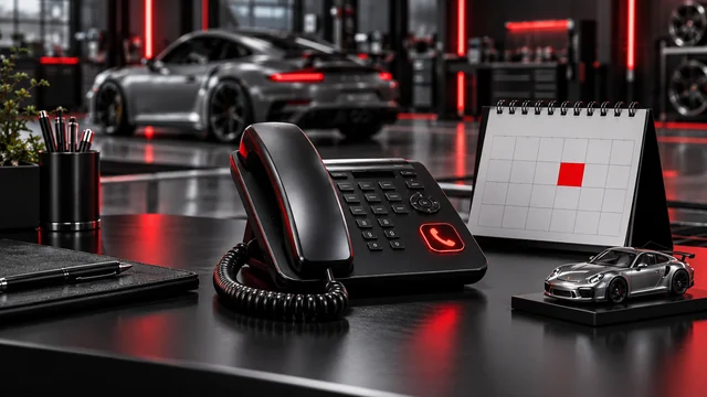 Telefon und Kalender für eine persönliche Terminvereinbarung