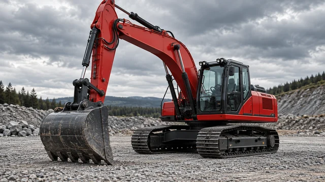 Baumaschinen Tuning – roter Kettenbagger