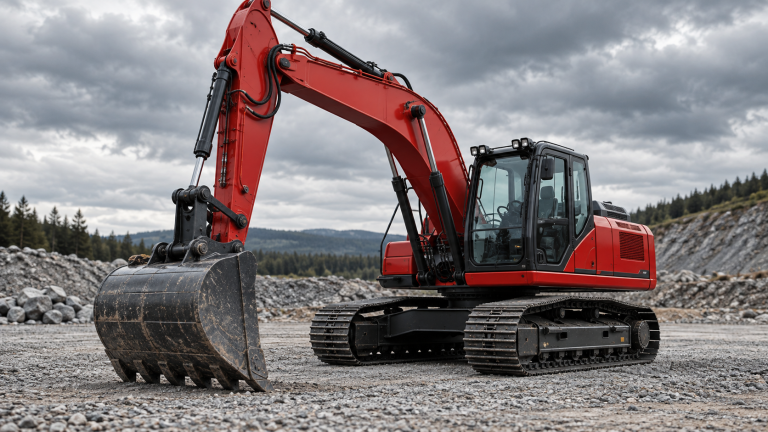 Baumaschinen Tuning – roter Kettenbagger
