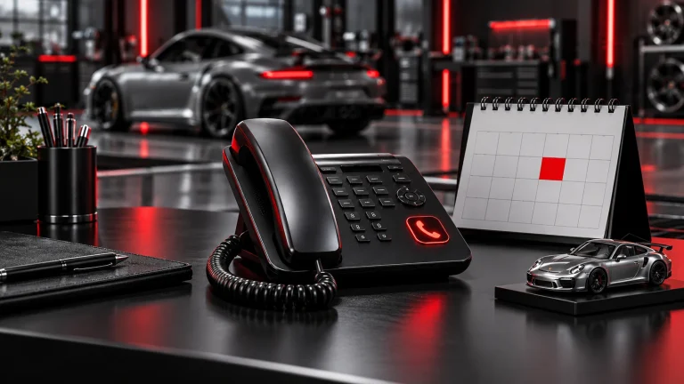 Telefon und Kalender für eine persönliche Terminvereinbarung